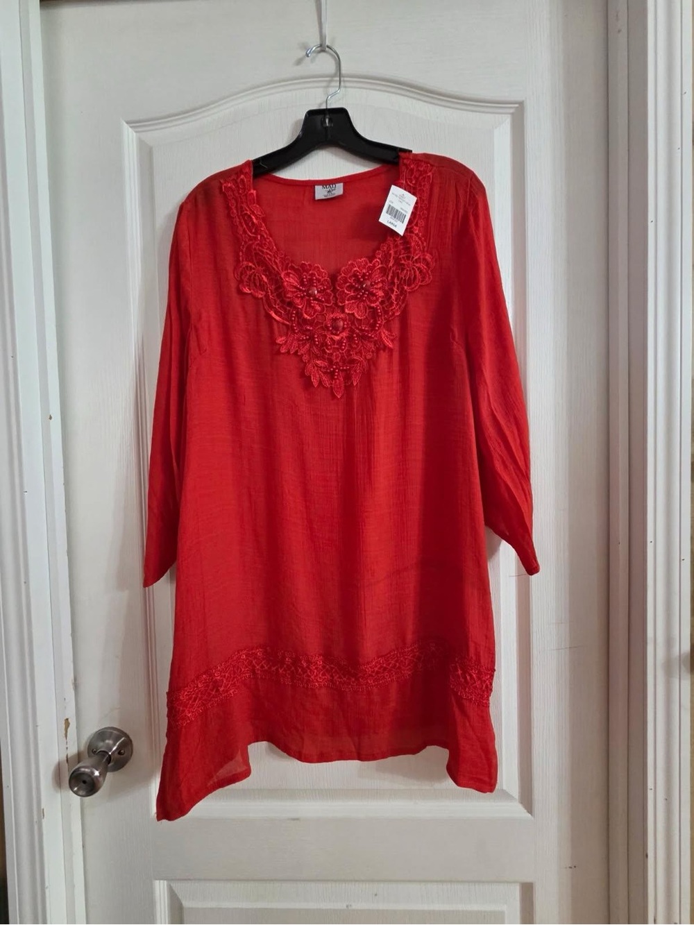 Mad Style Women’s Red Beaded Shift Dress NWT Sz L. JY-59